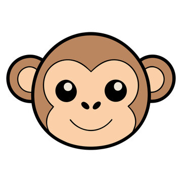 Playful Monkey Face Character Clip-art Featuring Sweet Happy Expression