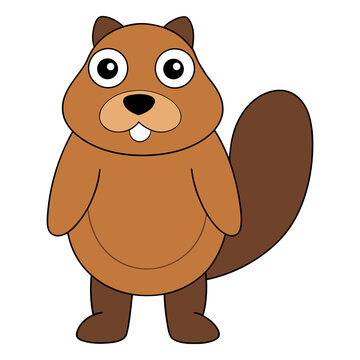 Grumpy Cartoon Beaver Illustration With Funny Angry Facial Expression