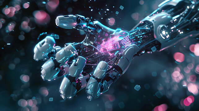 Futuristic robotic cybernetic entity with advanced technology and digital intelligence