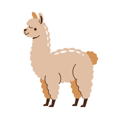 Fototapeta premium Cute Cartoon Alpaca Vector Illustration, Adorable Wild Animal Character for Zoo, Safari, Nature, Wildlife, Children, and Fun Design Concepts