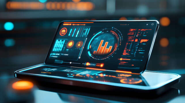 Touchscreen device displaying a website optimization tool for digital marketing and SEO.