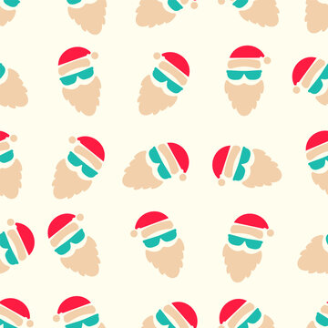 cool santa claus with sunglasses seamless pattern
