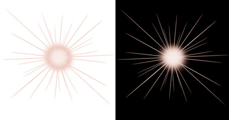 Fototapeta premium Glowing starburst light effect with radiating rays isolated on transparent background