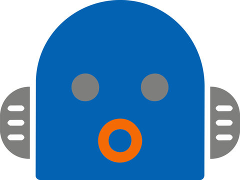 Round blue robot avatar icon