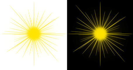 Fototapeta premium Yellow starburst light effect isolated on a transparent background