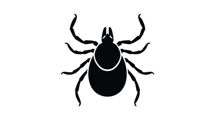 Fototapeta premium Minimalist tick silhouette graphic featuring sharp black lines against a clean and solid white background area