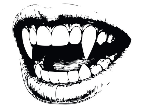 Hand Drawn Vampire Fangs Sketch