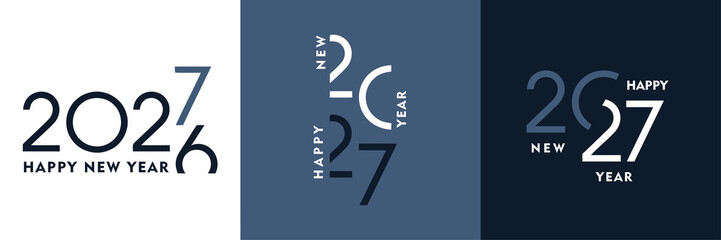 Colorful 2027 Happy New Year Typography Design  Background © TechVision Stock