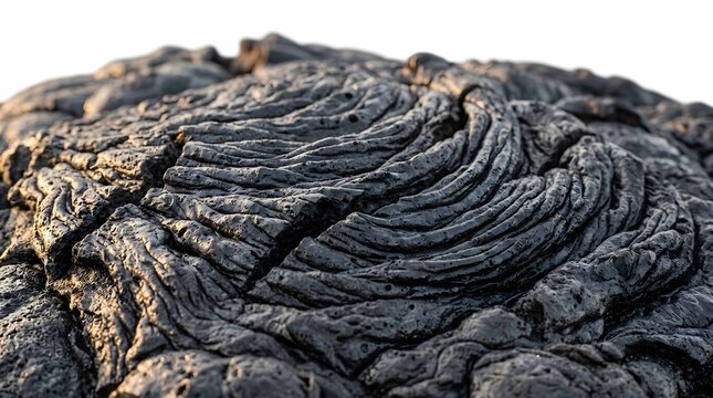 Close up of solidified black volcanic lava flow with rough texture