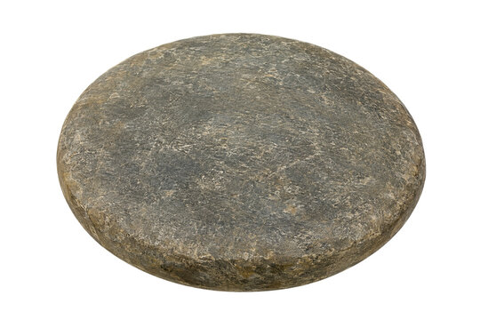 Ancient Greek discus replica with broad flattened stone form and slightly convex topaz surface