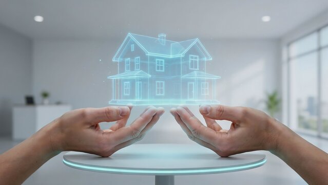 Architectural house model hologram digital innovation with hologram