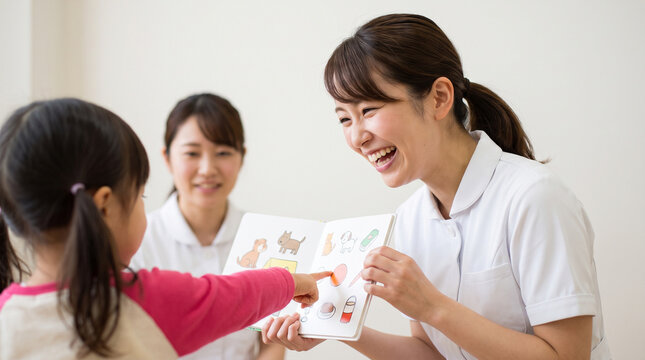 言語訓練を行う言語聴覚士と子ども