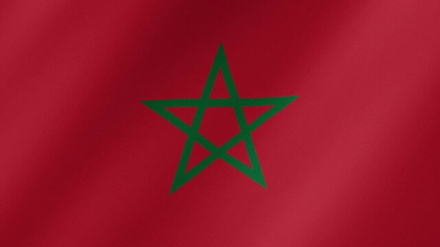 Realistic moroccan flag waving in the wind