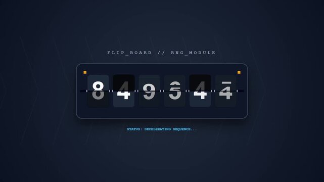 Random number generator with fast flipping digits on a dark screen