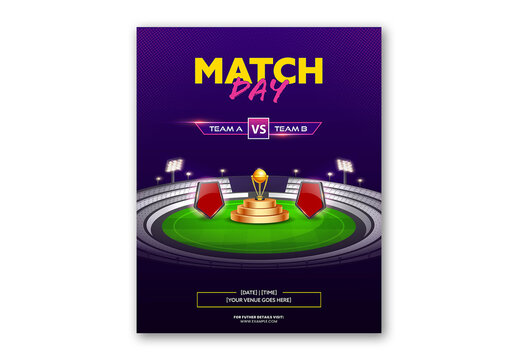 Editable Cricket Match Day Social Media Post Template for Sports Event Promotion.