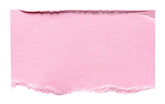 Isolated cut out piece of torn pink paper with creases and copy space for text, design element background