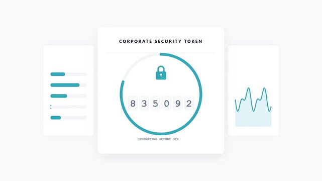 Random number generator interface displaying secure corporate token security code