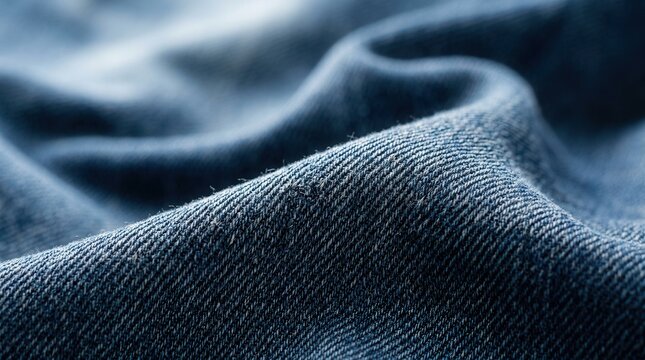 Natural fiber details in a high resolution close up of classic blue denim textile texture