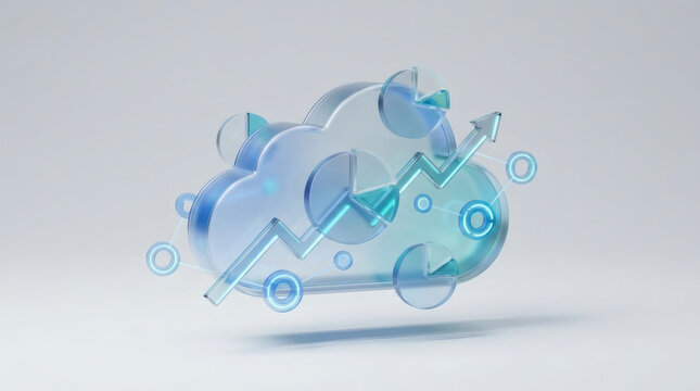 3D Translucent Glass Cloud Analytics with Data Nodes