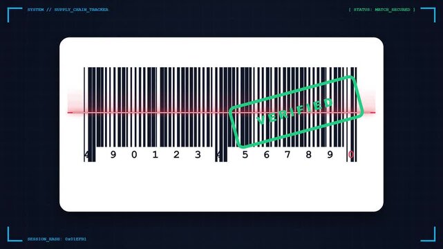 Random number generator scans barcode data in digital tech interface