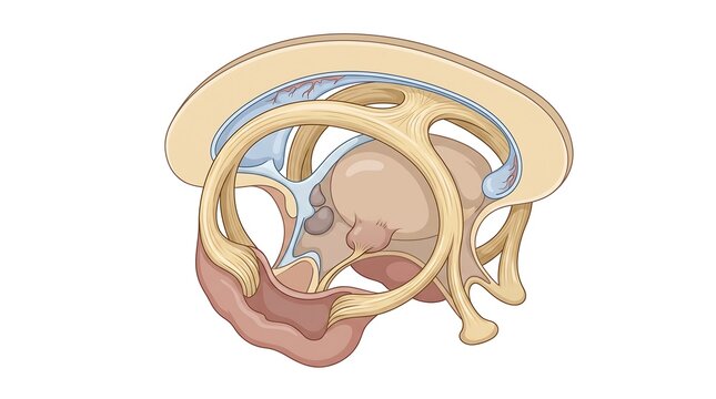 Detailed anatomical illustration of human brain fornix structure and limbic system pathways