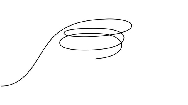 Modern storm with tornado icon sign continuous one line drawing on white background minimalist single art powerful cyclone of funnel rotation symbol animation video