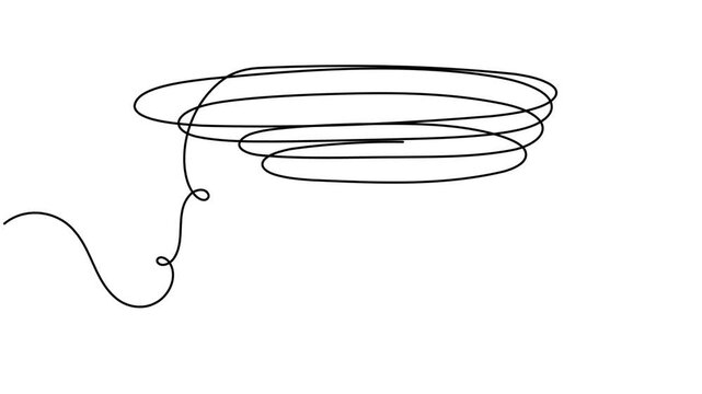 Modern storm with tornado icon sign continuous one line drawing on white background minimalist single art powerful cyclone of funnel rotation symbol animation video