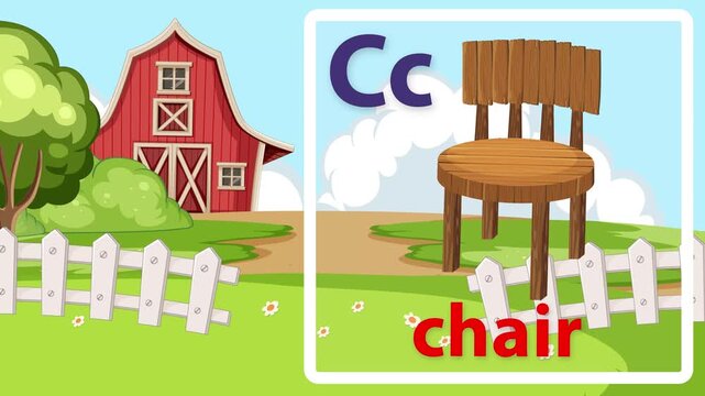 Educational Alphabet Animation for Letter C Featuring a Wooden Chair