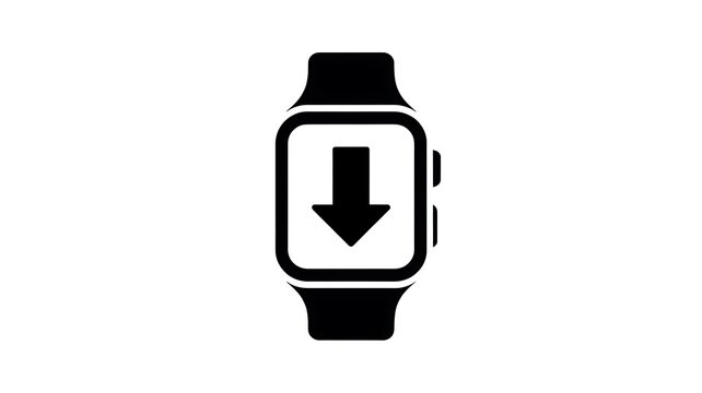 Smart watch icon with download arrow symbol