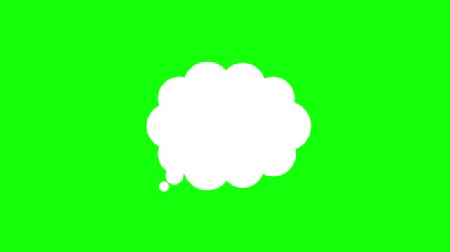 White thought bubble comic speech balloon cloud isolated on green screen chroma key background