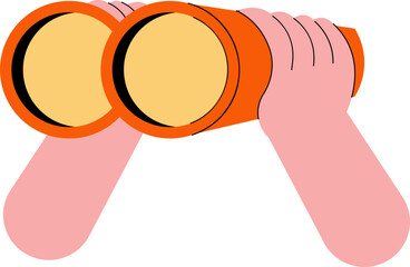 Obraz premium Hands holding binoculars. Search concept cartoon vector illustration