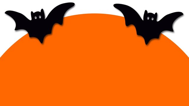 Animated Halloween background with black bats and orange full moon graphic loop.