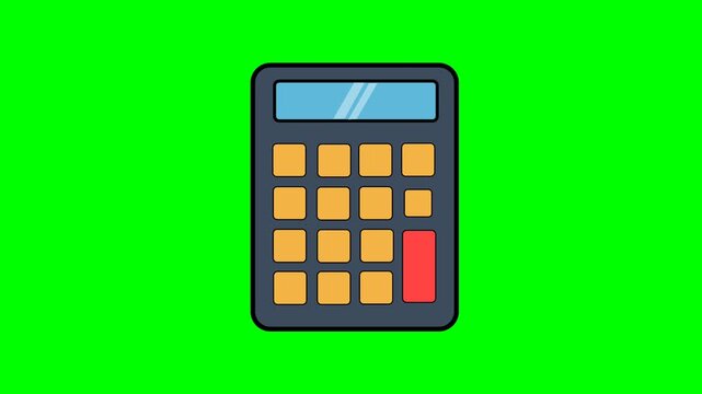 Animated Calculator Icon on Green Screen