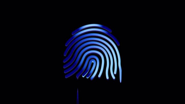 Dripping Fingerprint as Biometric Data Leak and Identity Theft Concept, 4K Animation with Alpha Channel