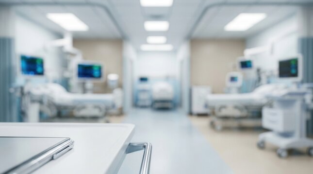 Healthcare facility interior with an abstract blurred background highlighting hospital and medical concepts