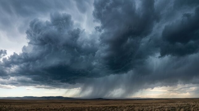 Dark cloudy sky appearing before a dramatic storm scene