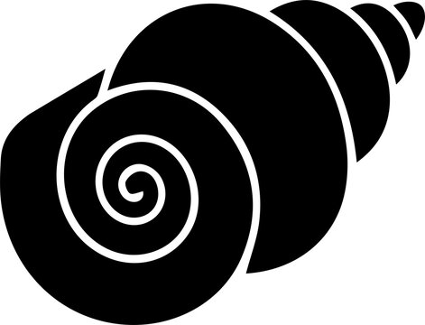 Black sea shell spiral mollusk design isolated on transparent background for ocean theme.