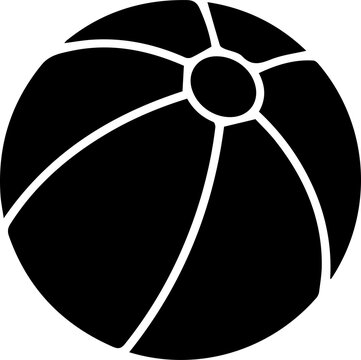 Inflatable beach ball silhouette graphic isolated on transparent background for summer pool game design.