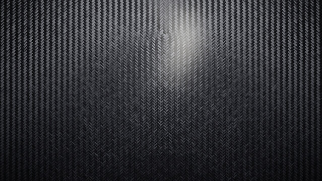 Dense fine carbon fiber twill weave texture background, tightly packed black composite tows filling the frame with sharp filament detail and a soft glossy highlight, high resolution technical backdrop