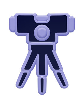3D rendered illustration of a purple surveying total station equipment icon transparent background