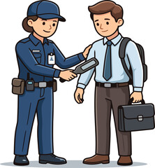 Fototapeta premium Security guard screening a businessman with a hand-held metal detector