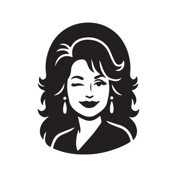 Winking Woman Portrait Vector Illustration. Retro Pop Art Icon in Black and White.