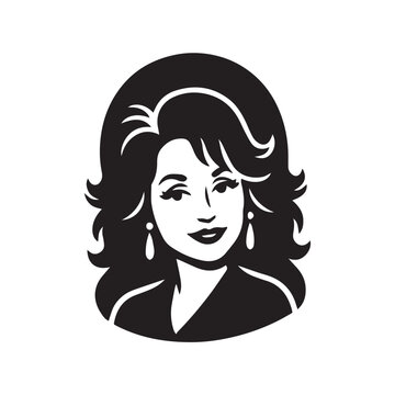Classic Retro Woman Portrait Vector Illustration. Pop Art Icon in Black and White.