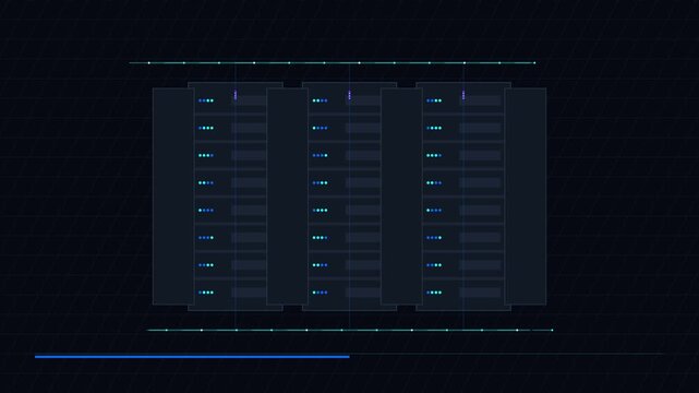 AI Data Center and High Speed Server Network Technology Motion Graphics 4k