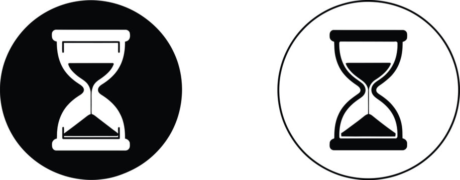 Hourglass icon set featuring time, waiting, and loading symbols in monochrome vector design for digital interfaces