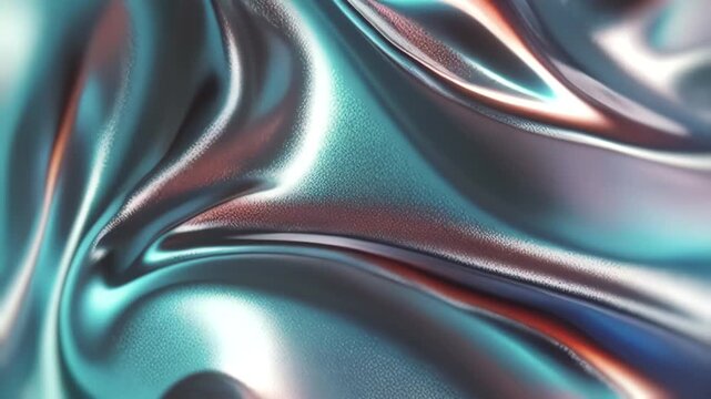 Surreal liquid alloy motion with unique metallic finish. Cyan and copper gradients with detailed texture for high-tech and crypto art backgrounds