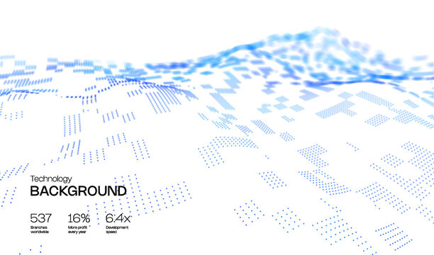 Digital data abstract with ai background blue for green vision technology. Futuristic flow transformation with concept business security for tech circuit computer. Wave cyber digital with space