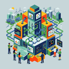 Obraz premium Dynamic interconnected digital fortress with collaborative IT consultants shaking hands, illustrating cybersecurity solutions, corporate partnerships, and modern office security restoration