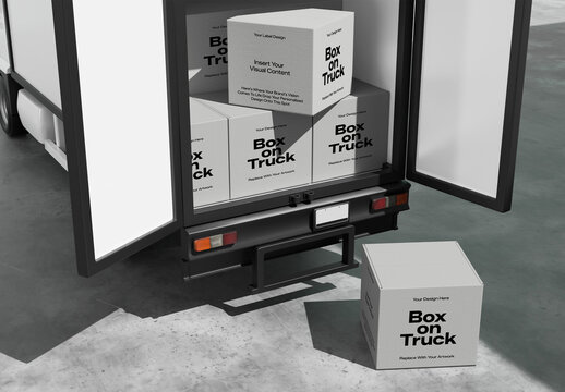 Box On Truck 3D Mockup