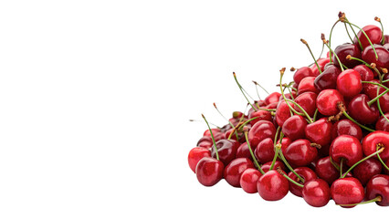 A high pile of fresh sweet red cherries harvest ingredients isolated on transparent background © harrington